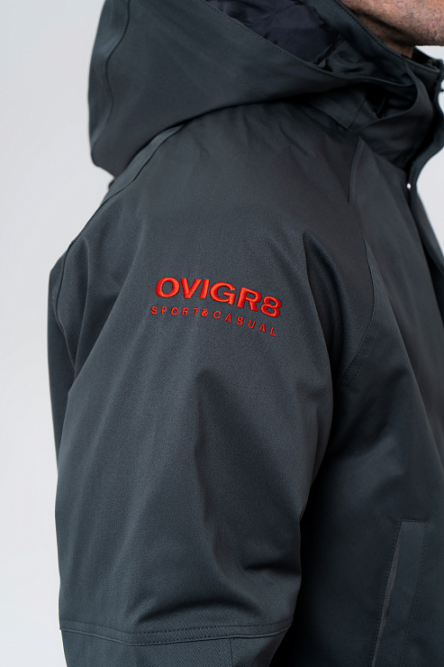 Пальто с капюшоном серое  